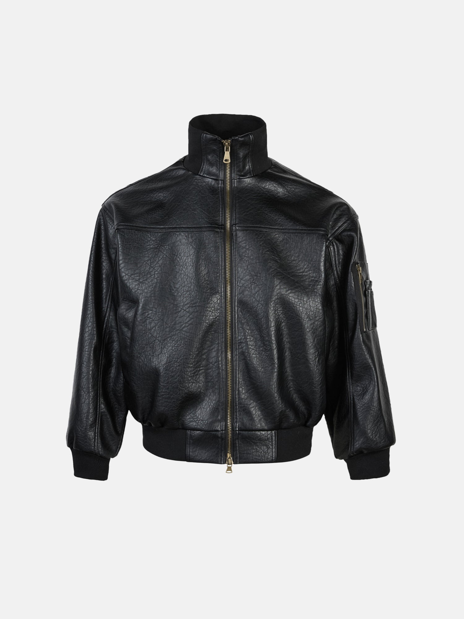 Bomber in pelle stropicciata stile moto