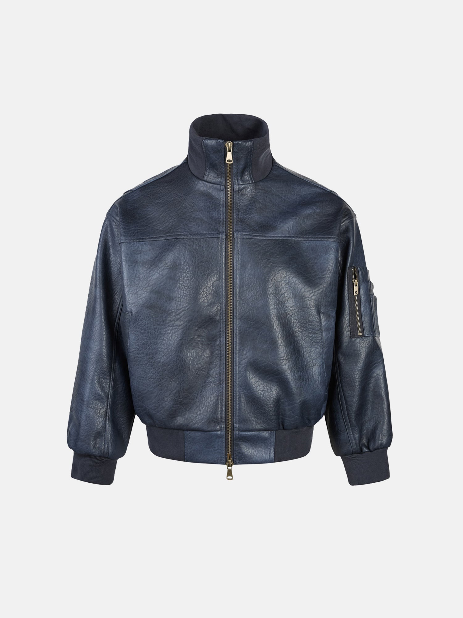 Bomber in pelle stropicciata stile moto