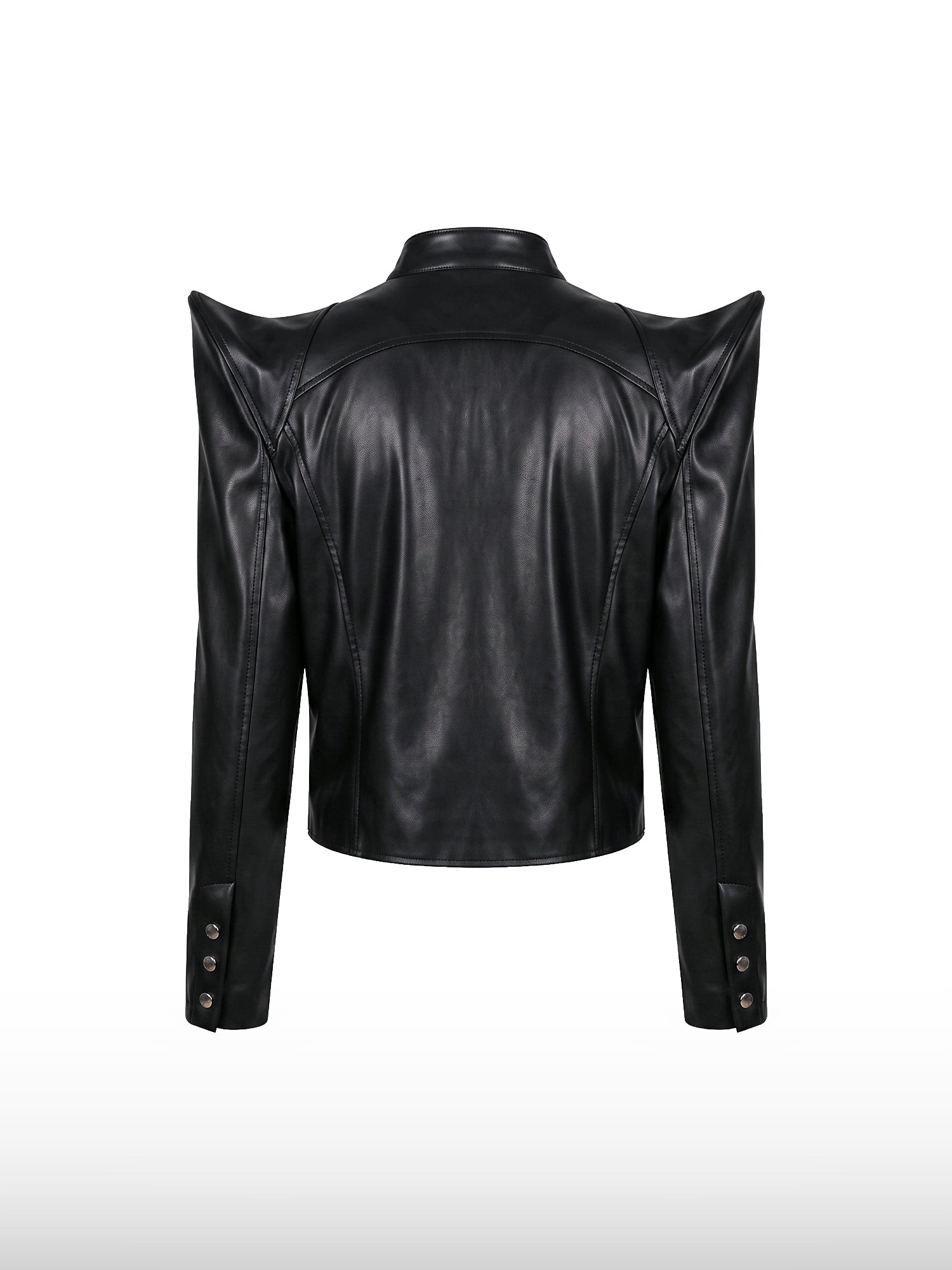 Sculpted Peak Leather Jacket