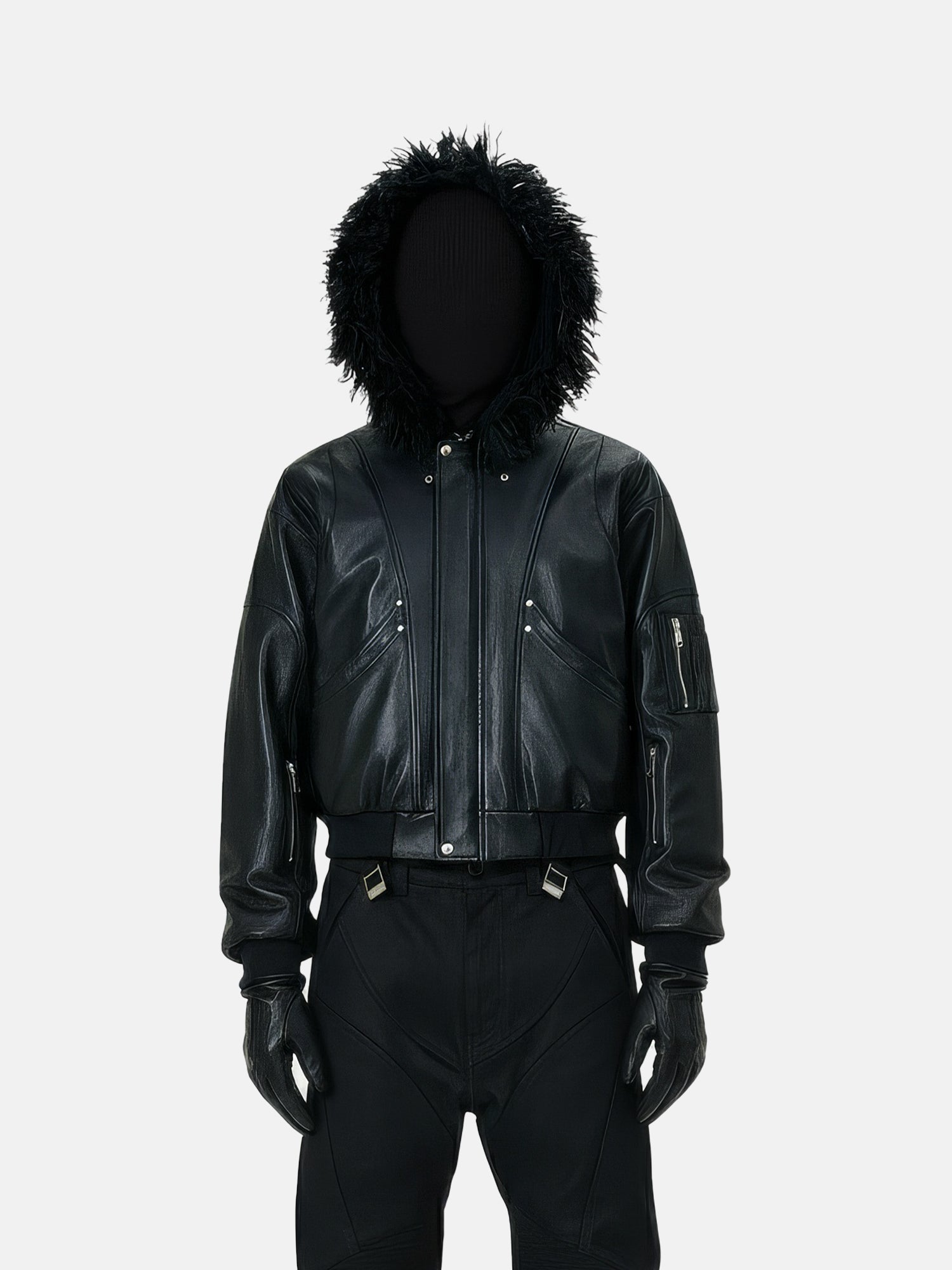 Giacca con cappuccio in similpelle Shadow