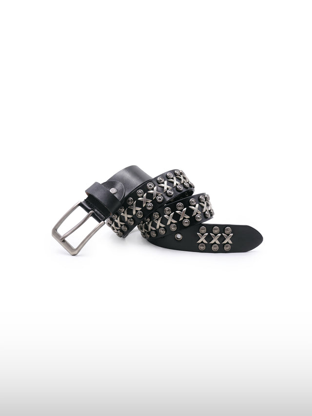Studded Cross Leather Belt