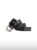 Triple-Prong Studded Leather Belt