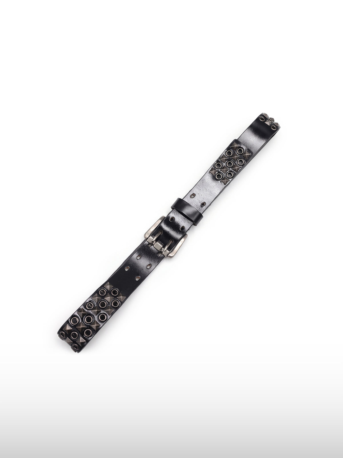 Triple-Prong Studded Leather Belt