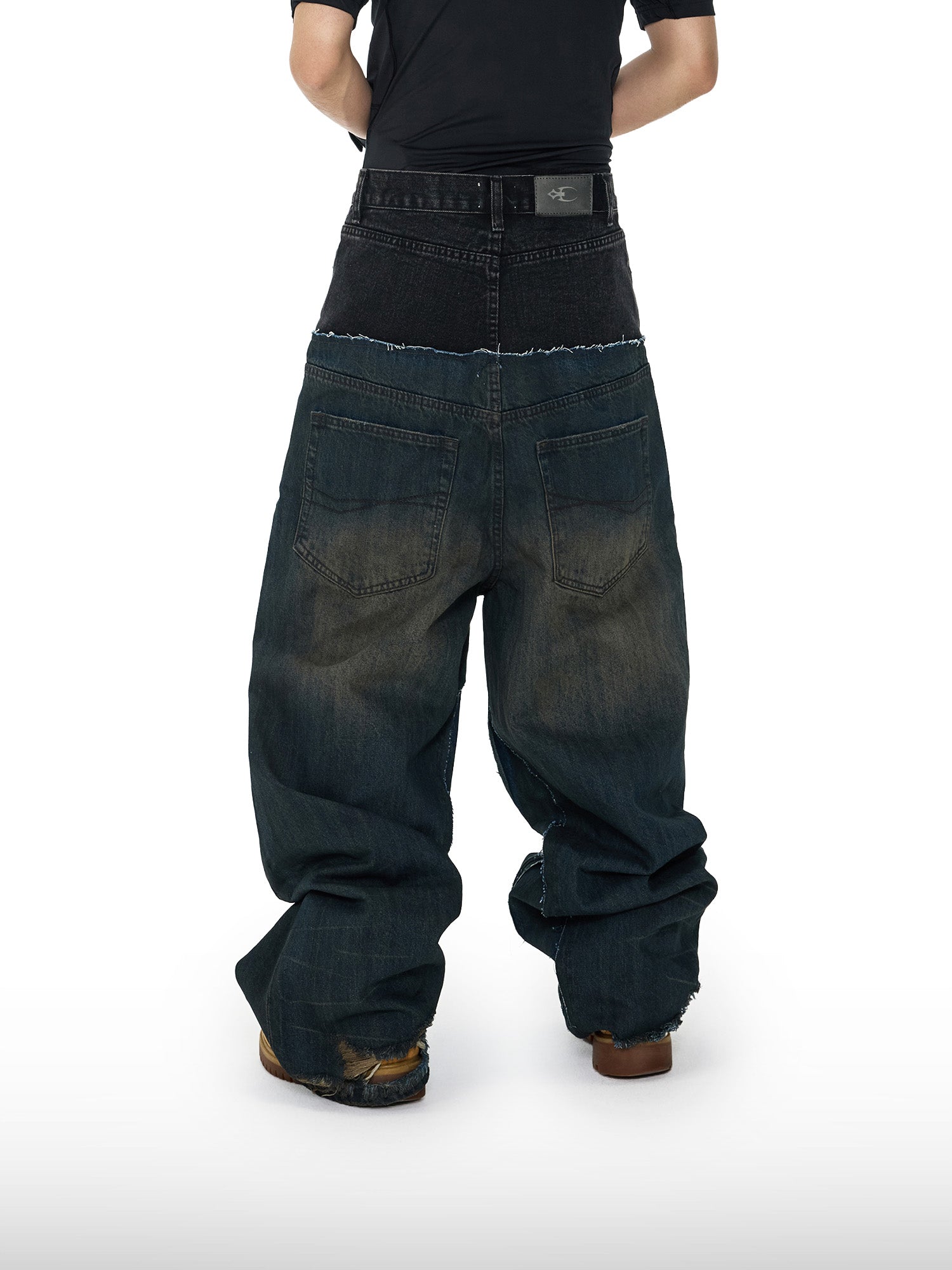 Jeans larghi bicolore