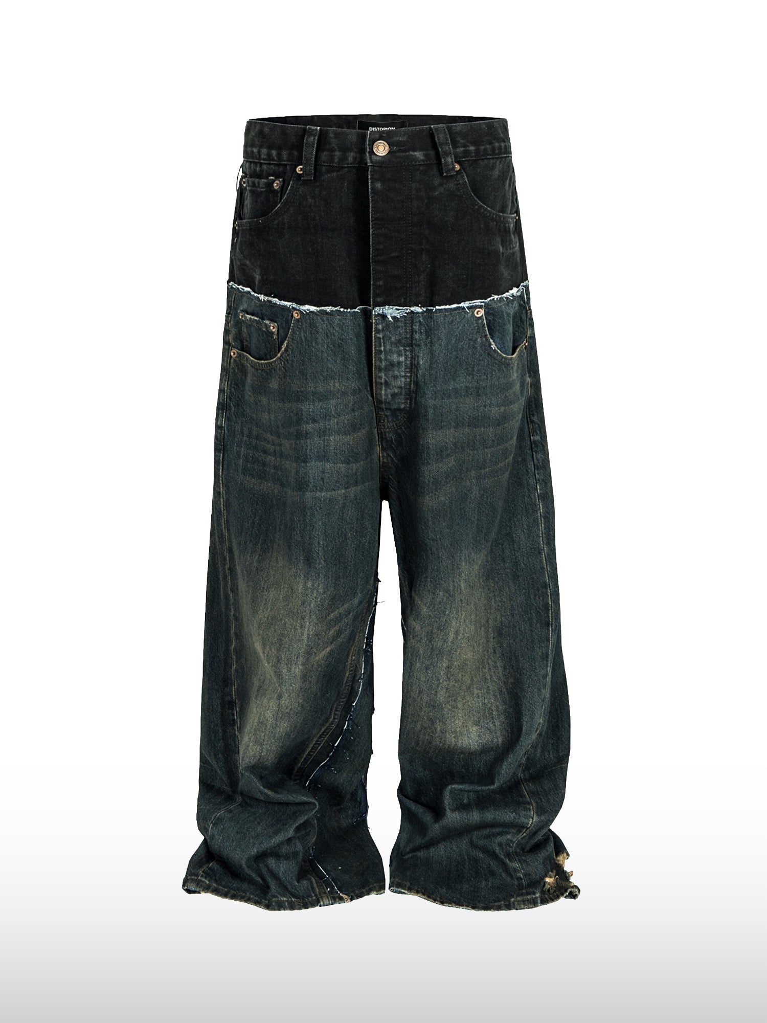 Jeans larghi bicolore