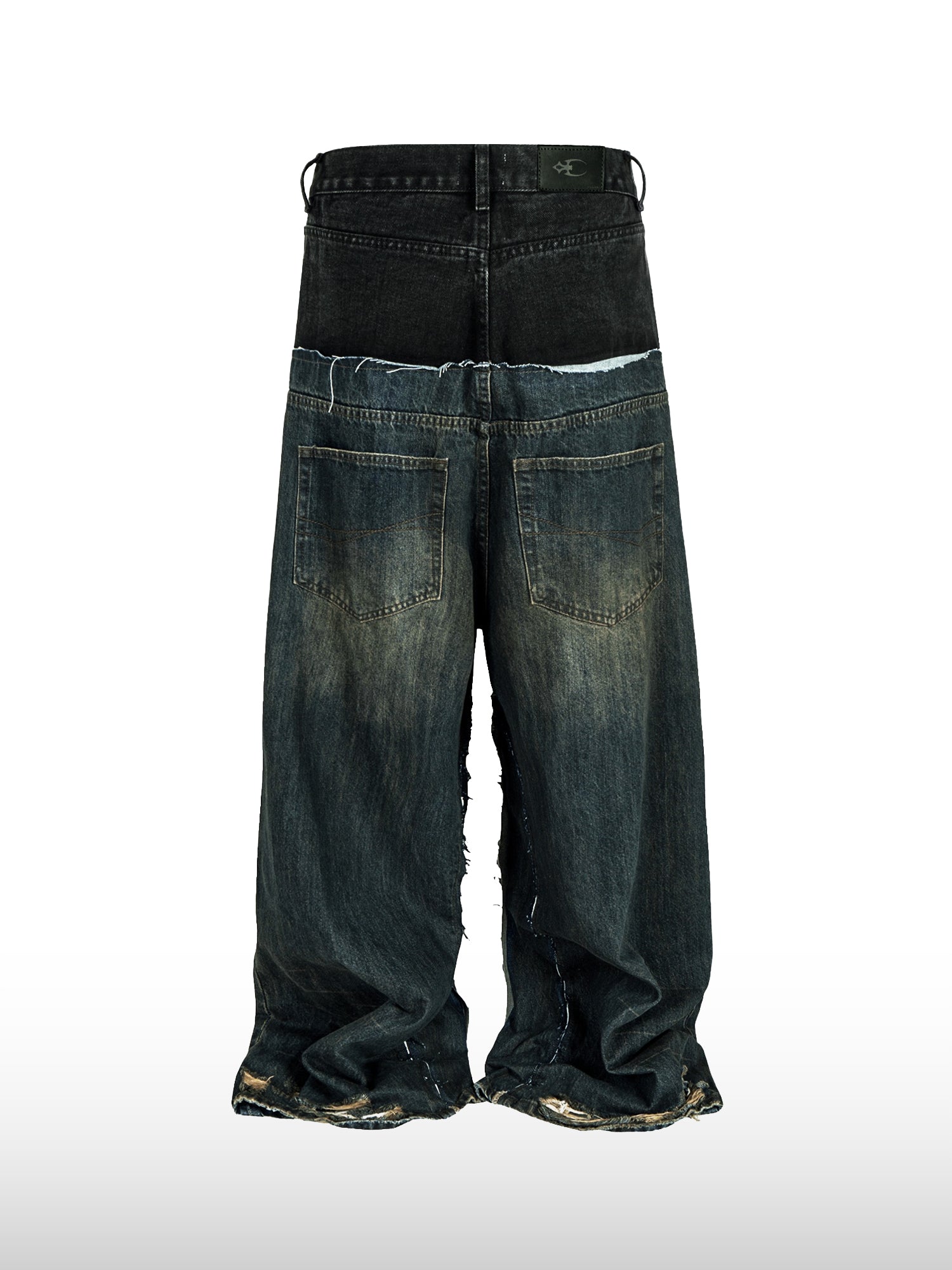 Jeans larghi bicolore