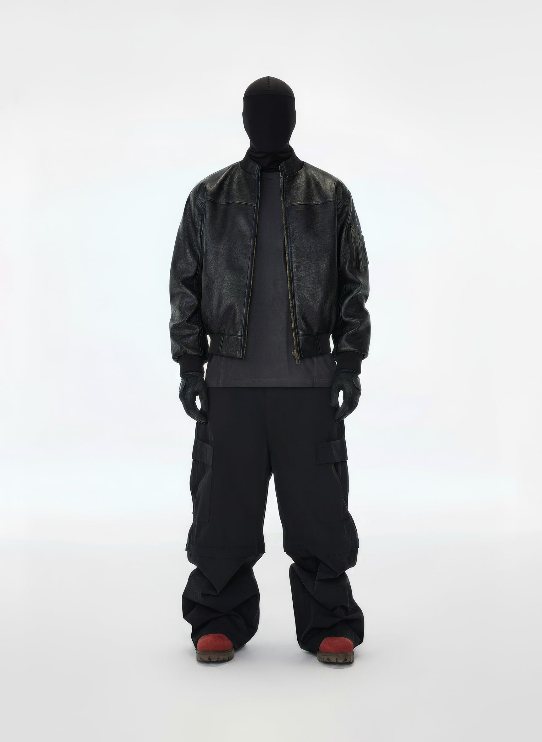 Bomber in pelle stropicciata stile moto