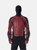 Giacca da moto rossa e nera